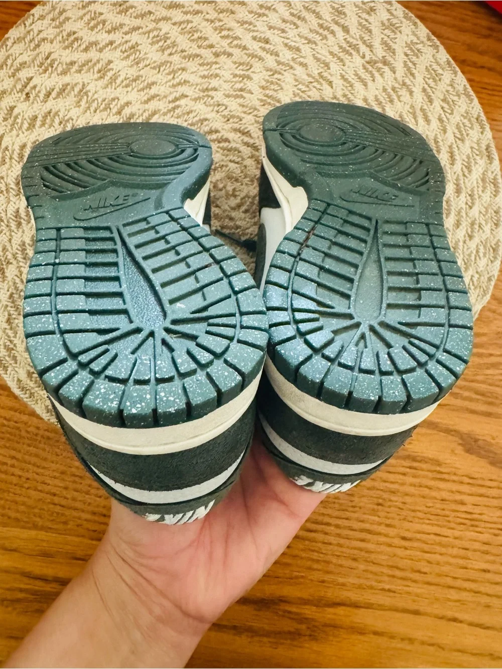 Nike Men’s Dunk Low — White & Dark Green Suede